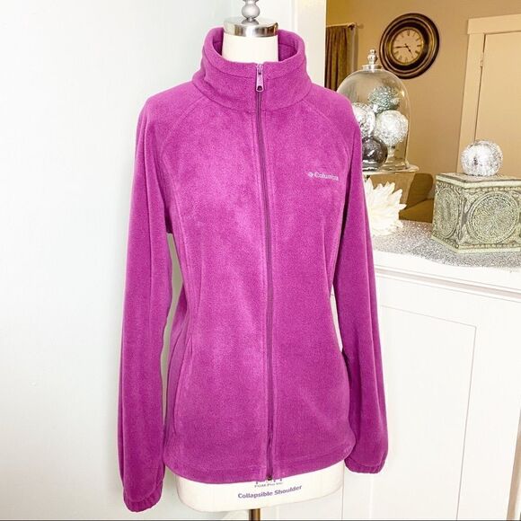 New Columbia Purple Fleece ZIP Up Athletic Jacket Large - Picture 5 of 10